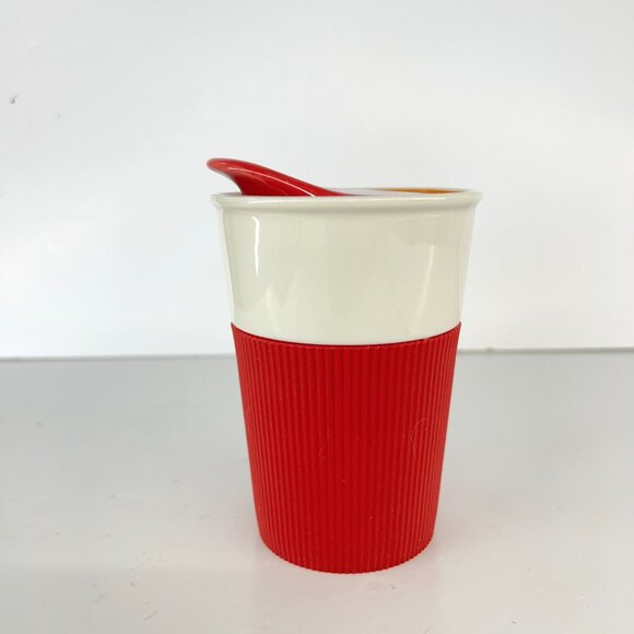 Starbucks Via Ready Brew Red White 237mL/8oz Ceramic To Go Tumbler Coffee Tea - Picture 4 of 12